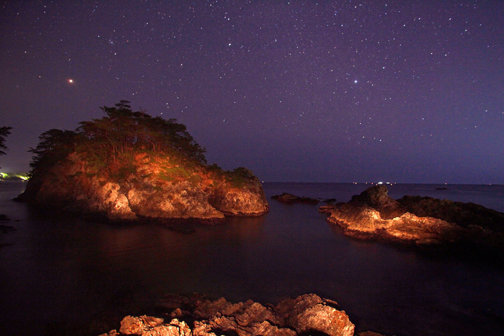 夜空と三陸海岸