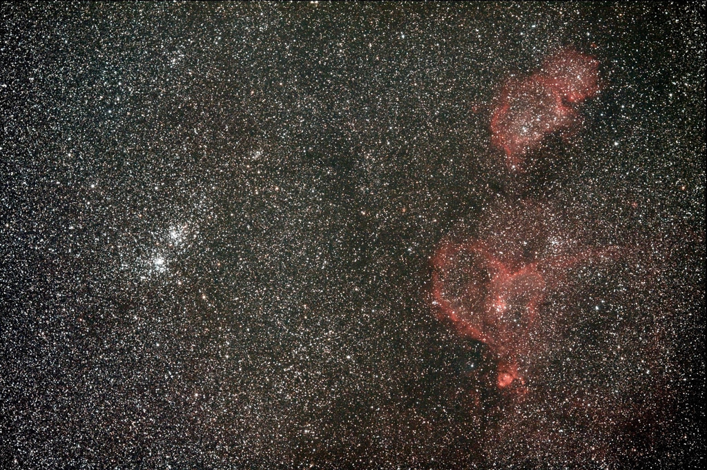 二重星団とハート星雲