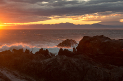 夕照の海