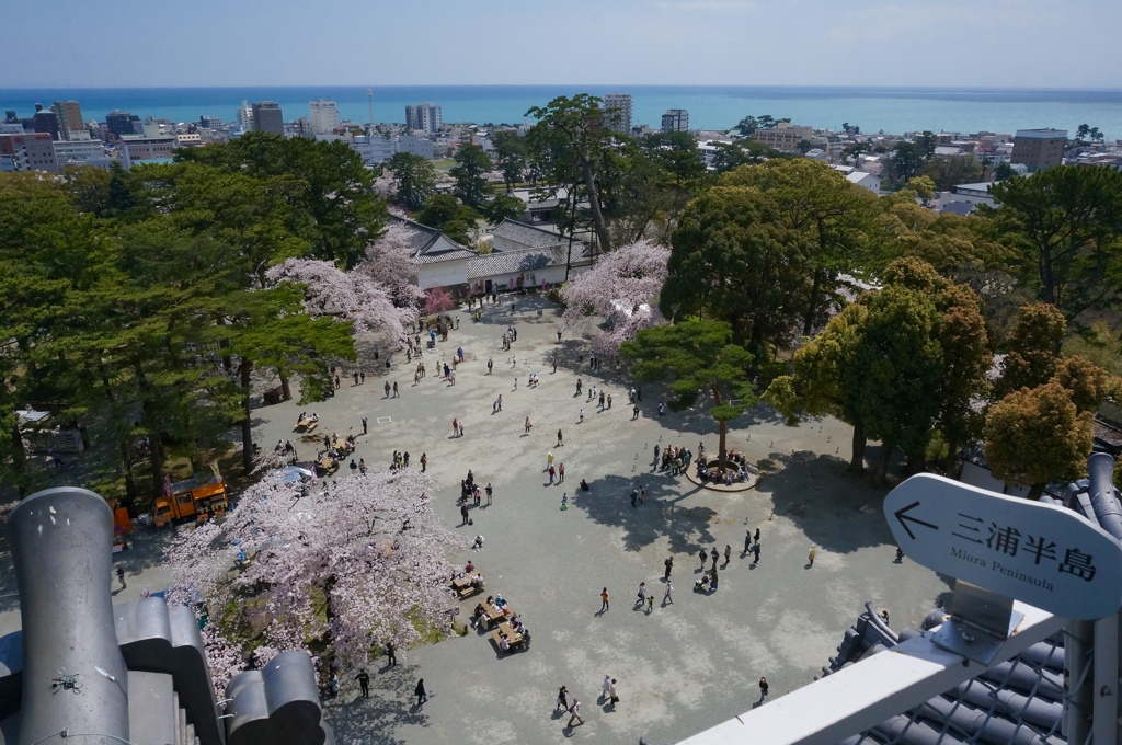 天守閣から海を望む
