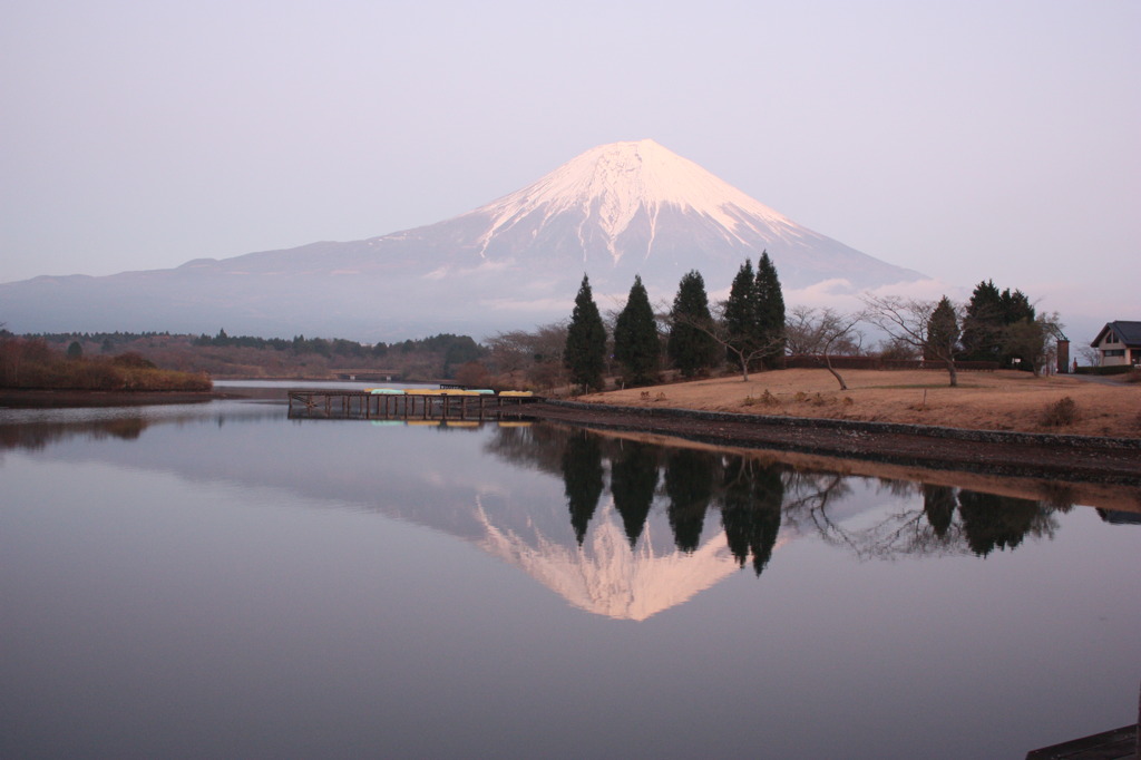 田貫湖の夕景富士