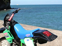 海をバックに！