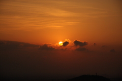 定光寺展望台から、夕日。
