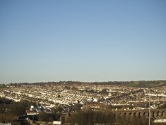 town, looking down from a hill