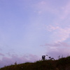 夕空と月と自転車と