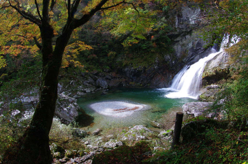 秋の滝壺