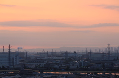 朝日に染まる川