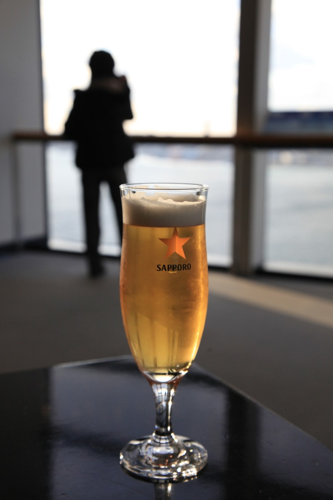 真冬にビール　