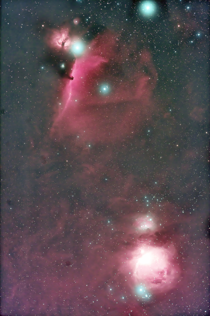 馬頭星雲とオリオン大星雲付近