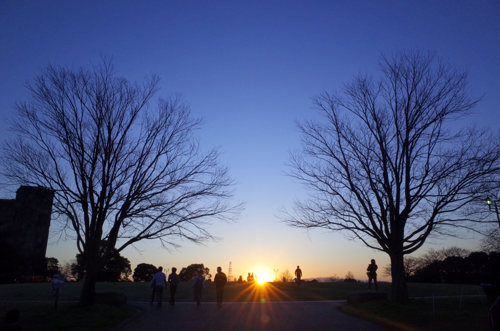 春分の日の夕日