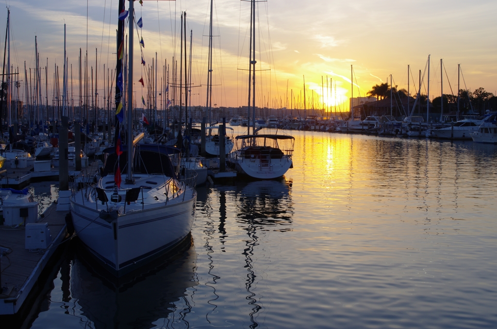 sunset at the marina