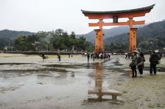 雨の宮島　～干潮～