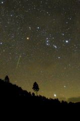 オリオン座と流星