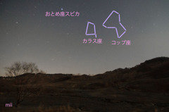 夜の砥峰　（星座の線付き）