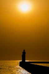 灯台と夕陽　その1