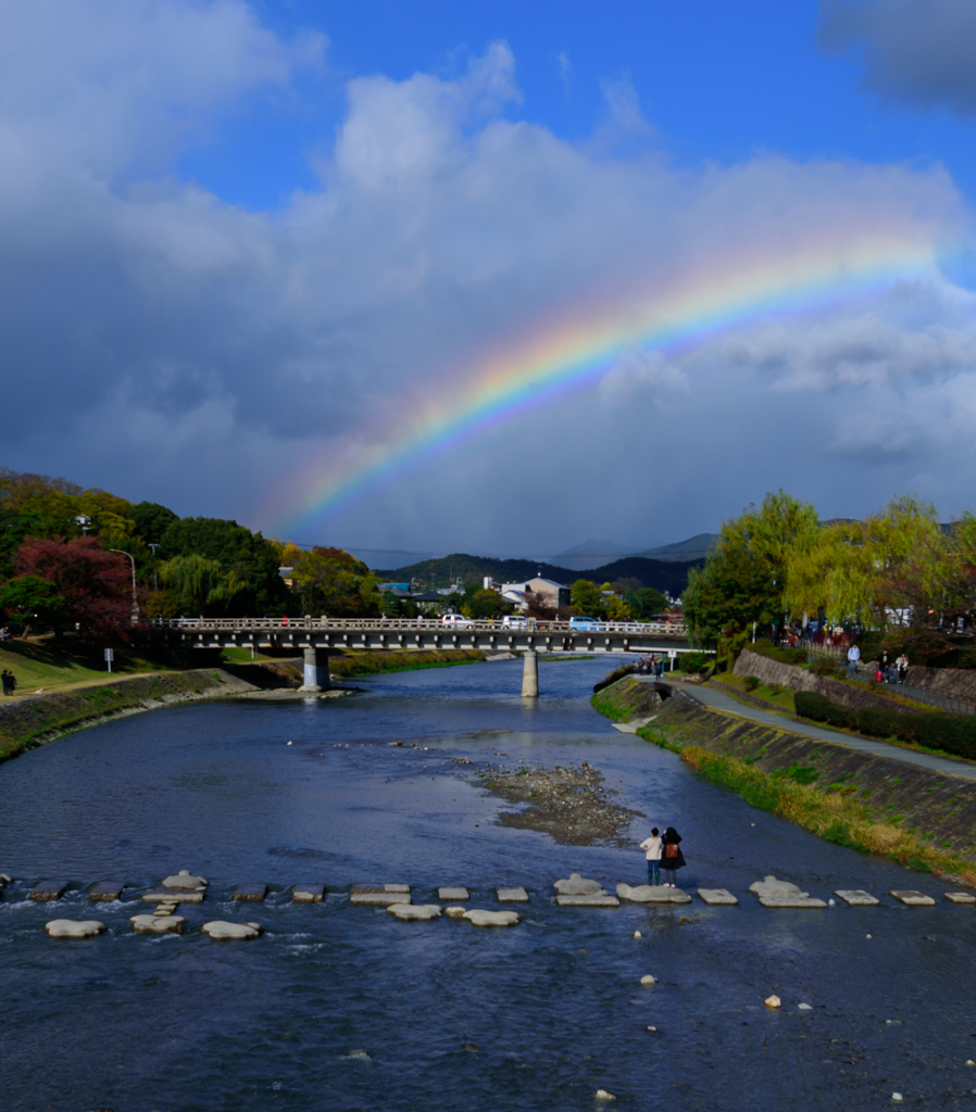 鴨川に虹