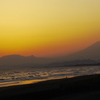 春の富士山の夕景