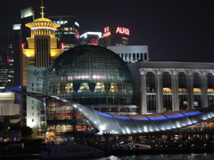 上海、黄浦江クルーズ、船上から手持ち夜景１