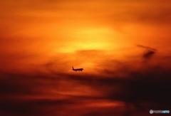 夕焼けの飛行機