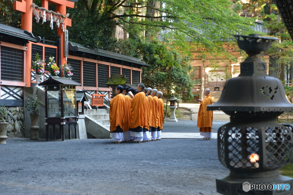 朝の高野山修行僧