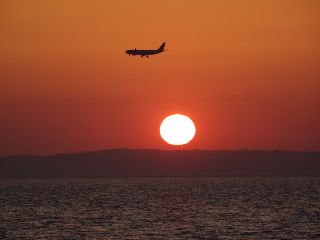 夕日と飛行機10