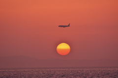 2018-4-19 夕日と飛行機4