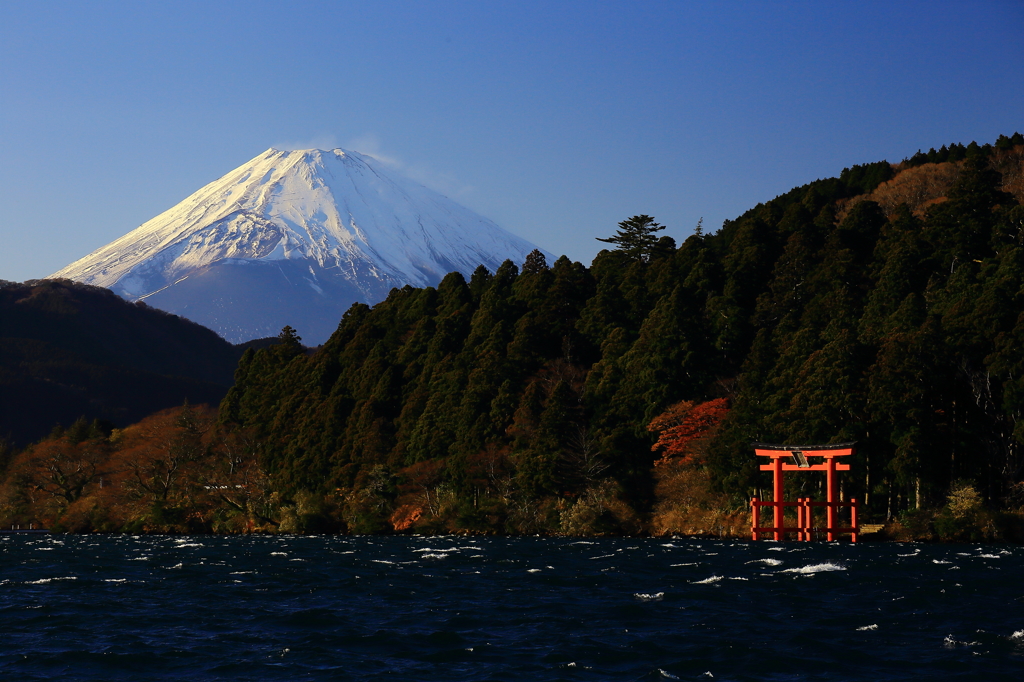 芦ノ湖と富士山