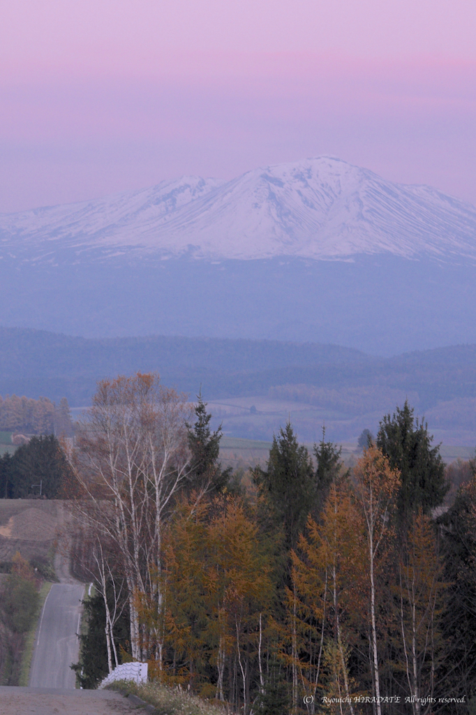 late autumn sunset Asahidake