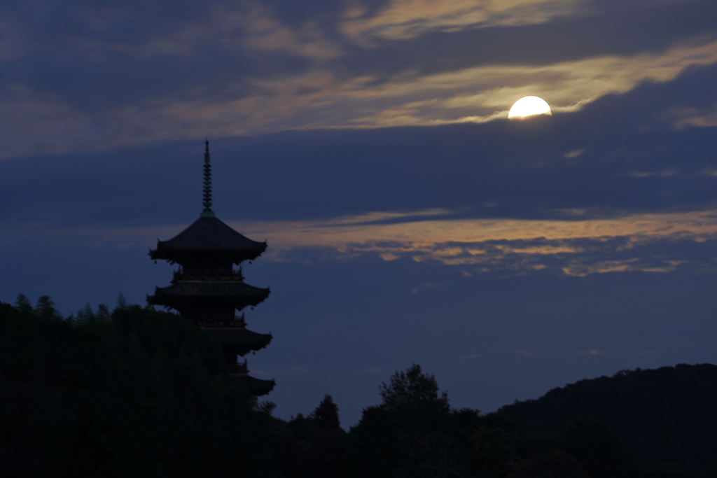 備中国分寺と満月