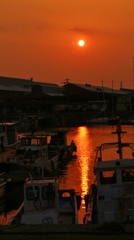漁港の夕焼け