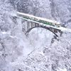 只見線、雪の大谷川橋梁　ファンタジー編。