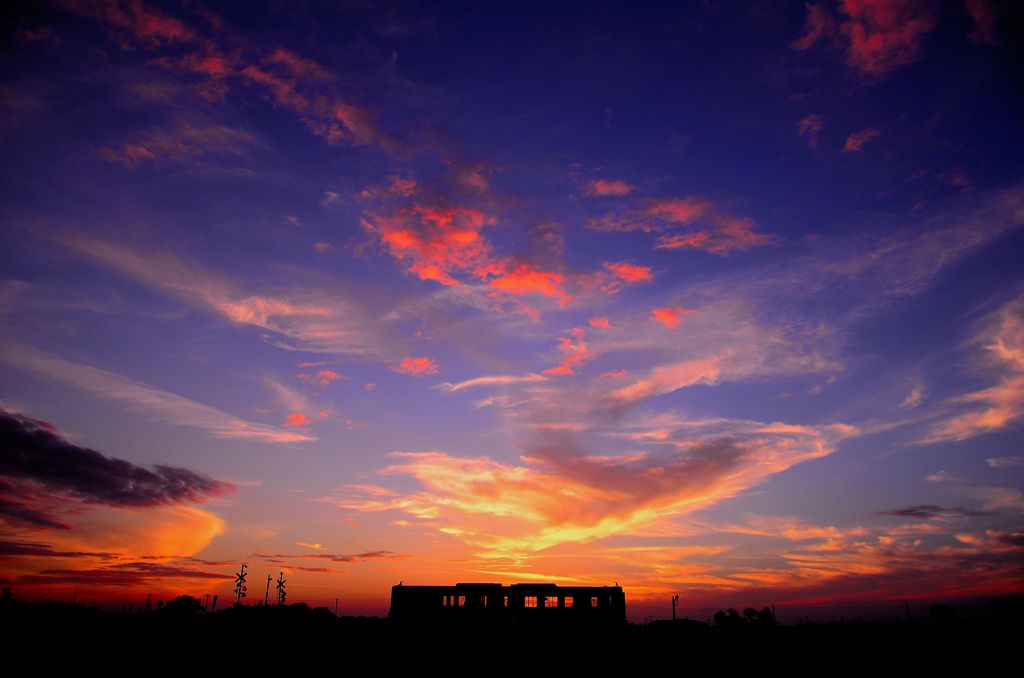 常総線の夕焼け。