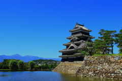 松本城と常念岳