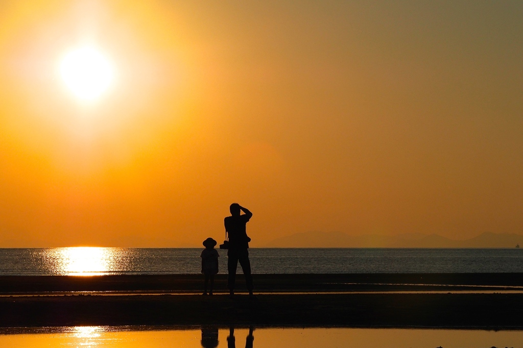 どうしようもなく眩しい夕日に佇み見つめる