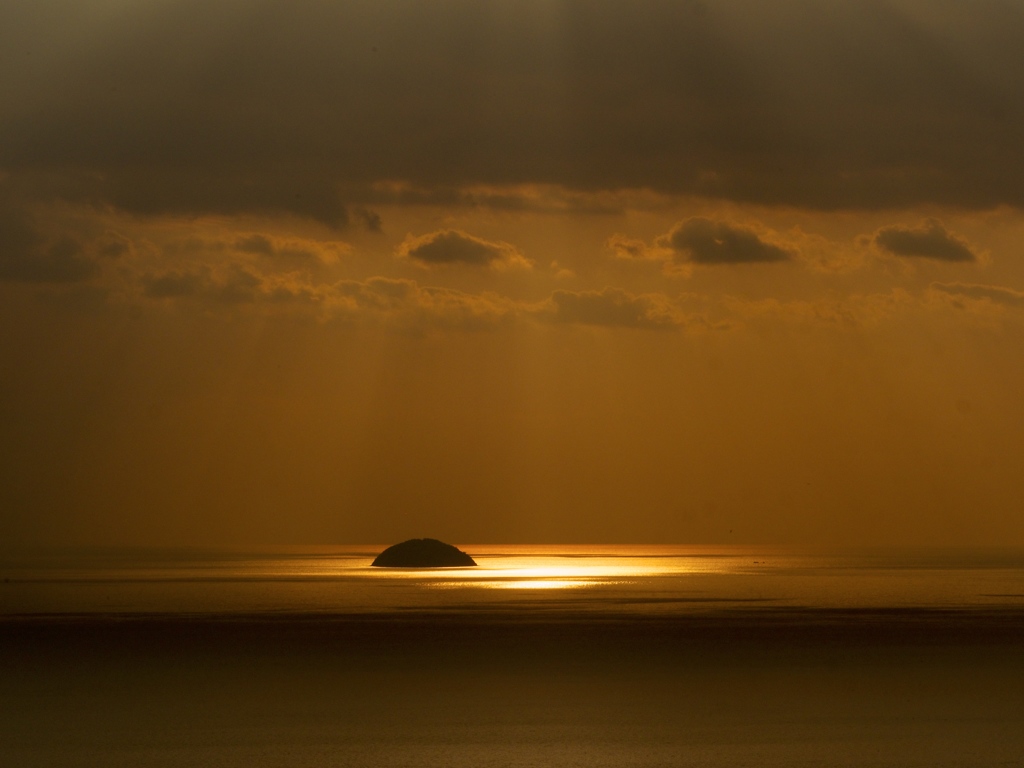 冬　夕日