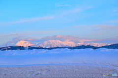 夕映えの越後三山