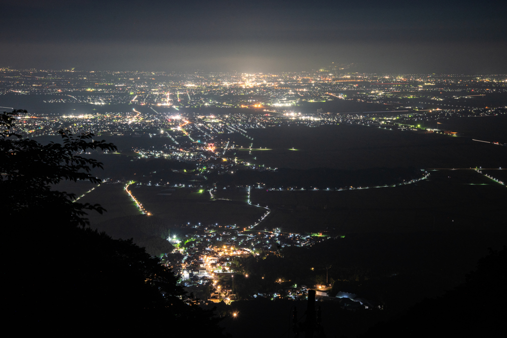 越後平野の夜景