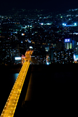 大阪の夜に輝く一本の橋