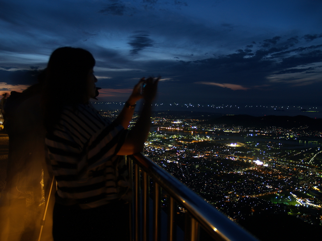 夜景の記念撮影