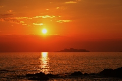 軍艦島に沈む夕陽　Ⅰ