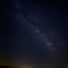 諏訪湖夜景と銀河
