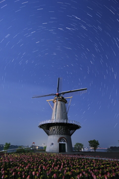 風車と星空