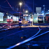日の入り後の下仁田駅