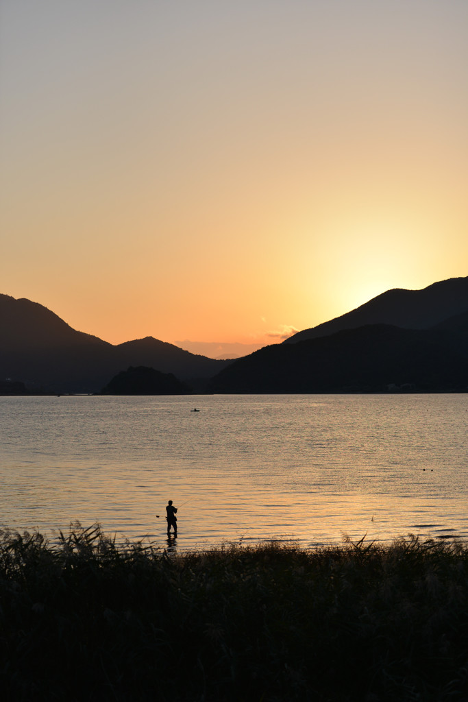 夕日の釣り景色