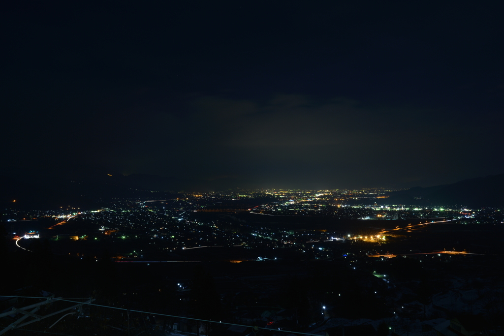 姨捨駅から臨む夜景