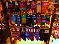 Many colorful kinds of socks.