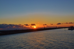 明石港の日没