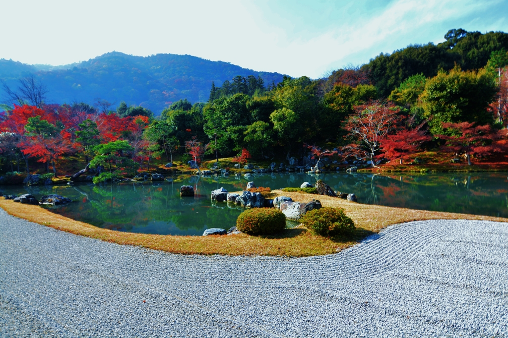 天龍寺　曹源池庭園　嵐山を望む　～京都嵐山晩秋紀行～