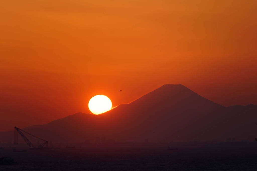 富士に沈む夕陽