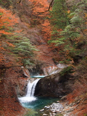 赤に青が流れゆく